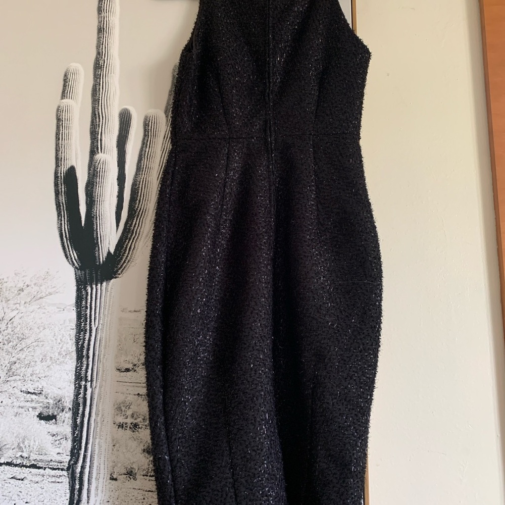 Elegant Black Sleeveless Dress w/texture cocktail length